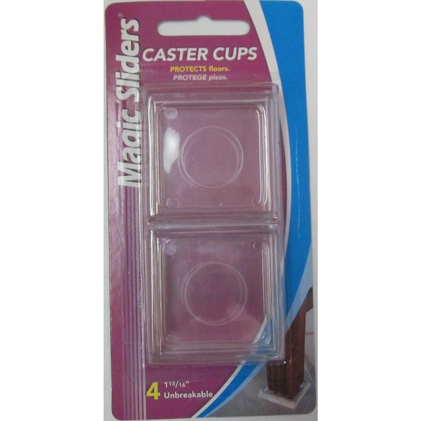 Magic Sliders Plastic Caster Cup Clear Square 1-13/16 in. W X 1-13/16 in. L , 4PK 38823